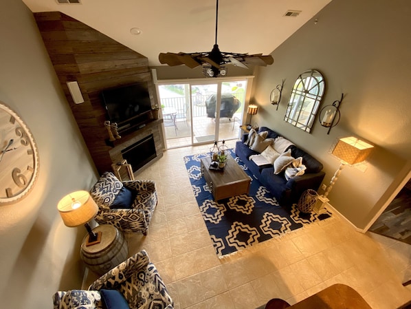 View of the spacious living area from the loft 