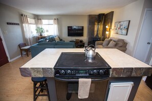 View from kitchen to the living area