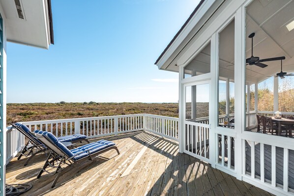 Screened porch with terrific views