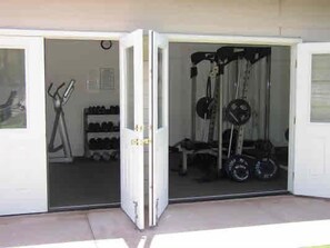 Workout room in pool area 