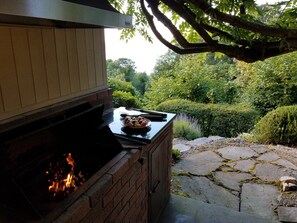 Even our home's built-in charcoal grill offers a view of the Sound