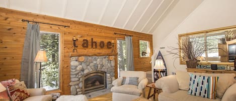 Cozy Cabin Living Area Fireplace