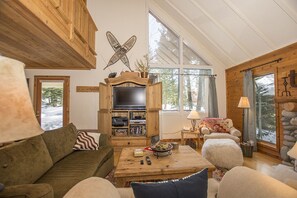 Cozy Cabin Living Area TV