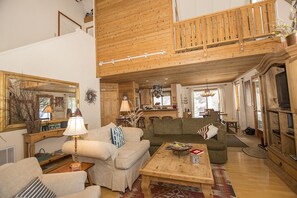 Cozy Cabin Living Area Dining Area Kitchen