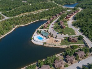 Aerial View of Pool / Playground/ Lake and Lodges