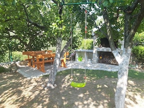 Garden with swing