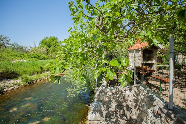 River and outside fireplace