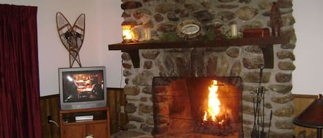 Warm and cozy wood fireplace