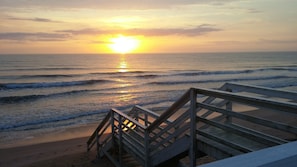 Your own private steps starting at your ocean deck and ending on the beach.