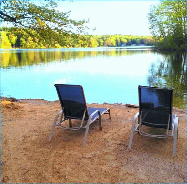 Large sandy beach. Very Private and peaceful.
Great fishing right from beach!