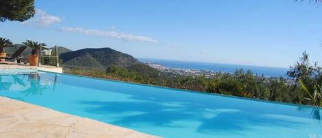Villa Cana Mar. Ibiza. Pool mit Meerblick
