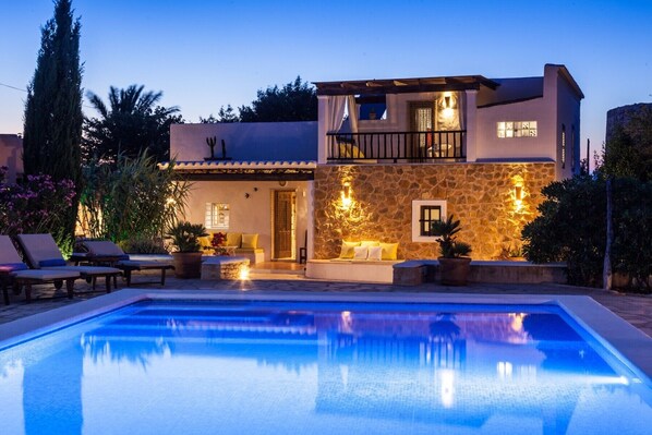 Villa Cuna. Ibiza. Beautiful night atmosphere
