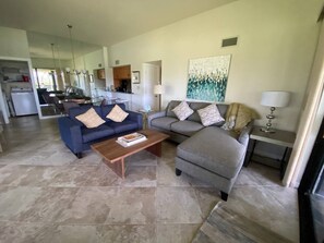 Living Room, L-shaped Pullout Couch