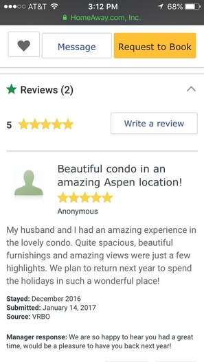 5 Star review from recent guest