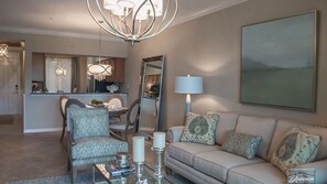 Family Room with designer furnishings.