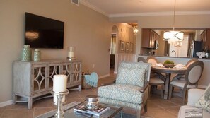 Family Room with designer furnishings.