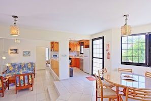 Dinner kitchen and lounge area