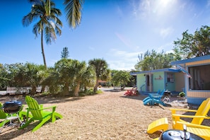 The ibis cottage overlooking the grounds at the Periwinkle Cottages.