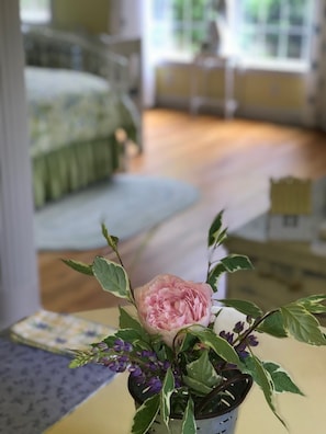 Dining room table always has flowers