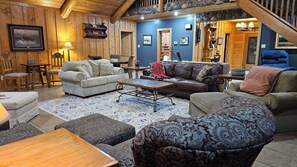 The living room has space for all.