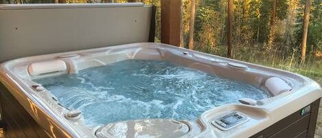 Enjoy our private 6 person hot tub for relaxing after long day of skiing/hiking