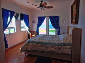 King bed with ocean views