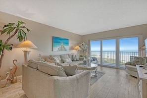 Living Room, Balcony and Beach View