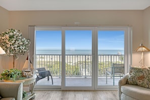 Living Room, Balcony and Beach View