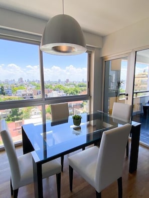 There’s no shortage of views and natural lighting on our 7th floor apartment….