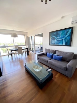 Here’s our living/dining area along with our amazing view and private balcony…