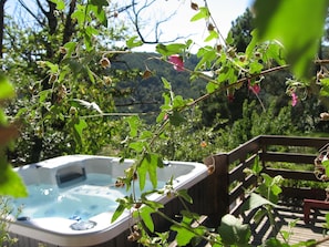 An outdoor Jacuzzi with magnificent view.