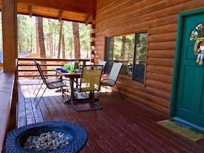 Front patio with gas fire-pit