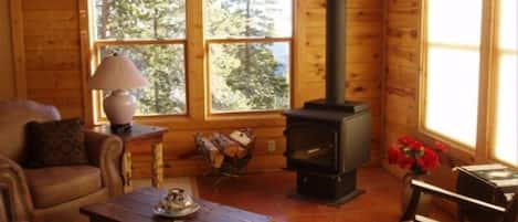 That Warm Colorado feel relaxed by the Fireplace at the 'Wilderness Cabin'