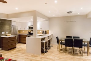 Open floor plan showing kitchen and dining area