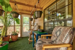 Too hot?  Too sunny?  This sunshaded Grdn Room w/tropicals is always just right!