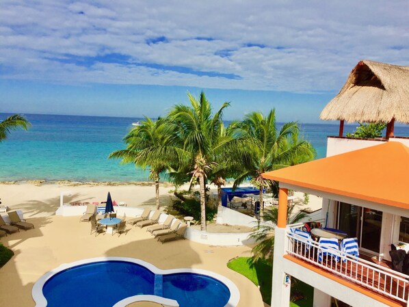 Beach House is a few steps to the fresh water pool & a few more to the Caribbean