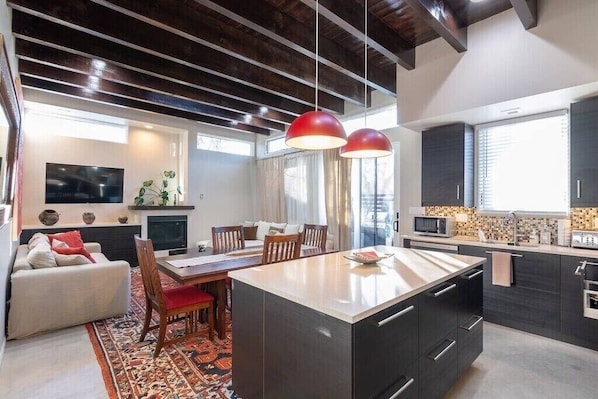 Kitchen,dining , and living rooms