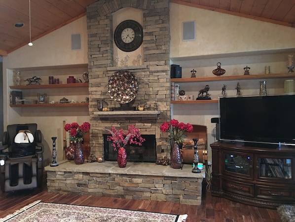 Living Room with seating for 10. 
Radiant heat wood floors