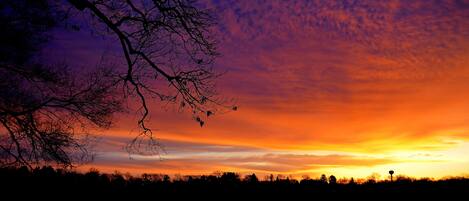 Sunrise from the porch and Main floor master bedroom. 