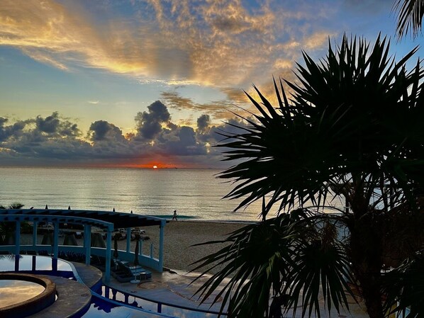 Sunrise from the condo balcony.  
Every morning is a delight with sunrise