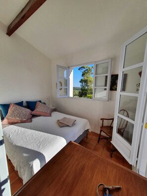 bedroom with fabulous views of the surrounding countryside and sea!