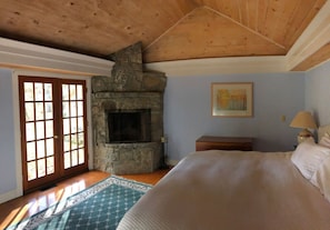 Working wood-burning fireplace in master bedroom
