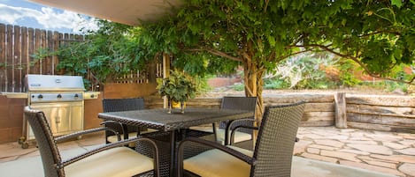 Amazing garden patio for your quiet enjoyment. Barbecue grill provided.