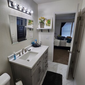 Master Bathroom looking into Master Bedroom.

