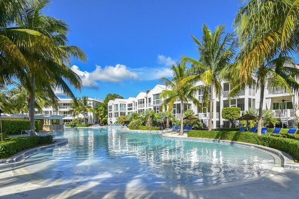 Aerial View of Our Stunning Oceanfront Oasis Pool - Largest in all of the Keys!