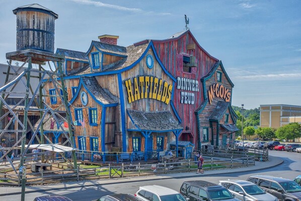 Enjoy a free ticket for Hatfield and McCoy dinner Show or Dolly Parton's Stamped, Pirates Adventure or Paula Deen's Lumberjack Adventure!