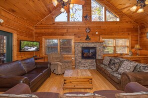 Our main level living room has a ton of seating!