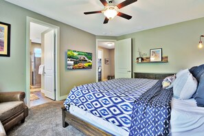 Master Bedroom, King Bed with Memory Foam Bed, and a Samsung 55" 4K TV