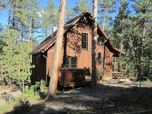 Sunnyside Cabin Rear View with Deck and Hotub
