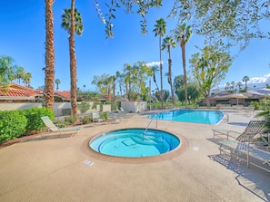 Jacuzzi  and pool 50 feet from rer patio.